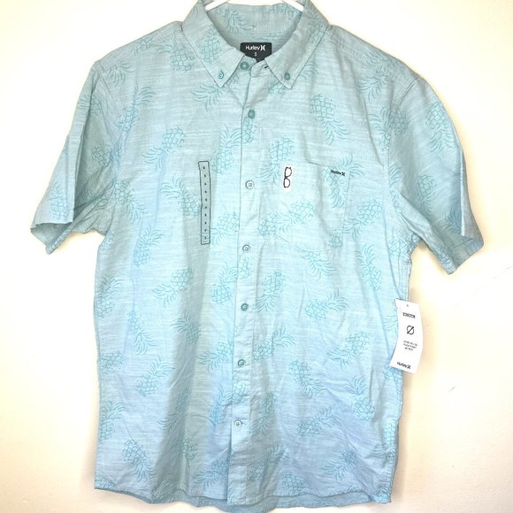 Hurley Women's Tie-Front Button-Down Shirt - Rayon Dobby Woven Top With Dropped Hem & Side Label